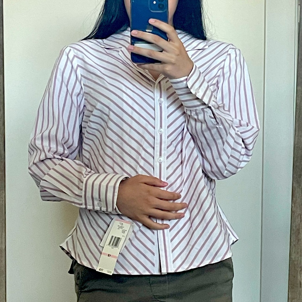 New Jones New York Striped Dress Shirt Size 10